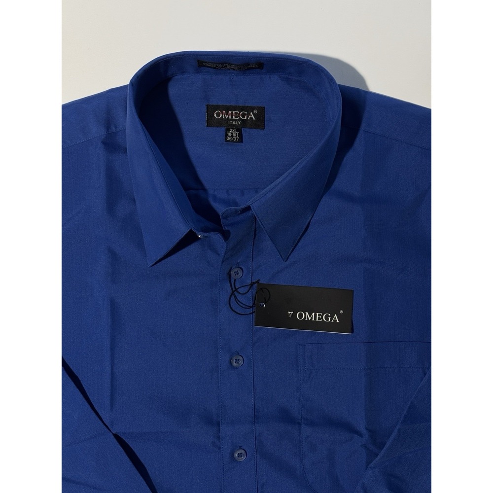 Omega Italy Men's Long Sleeve 2XL‎ Dress Shirt Solid Color Regular Fit